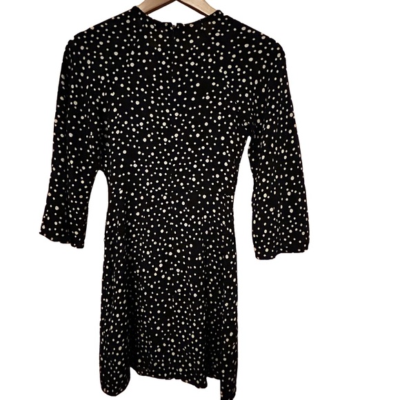 TopShop Petite Polka Dot Mini Dress with Ruffled Front  & Bottom Tie Front Sz 0 - Picture 3 of 5